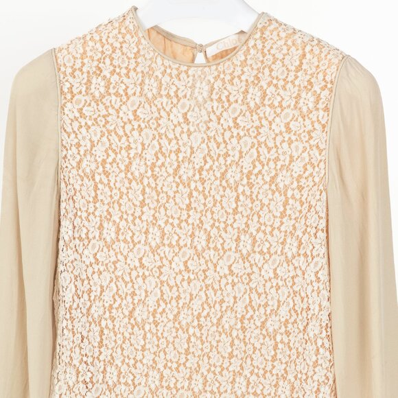 Chloe AW/12 Runway Chalk Silk Lace Blouse - Picture 4 of 8